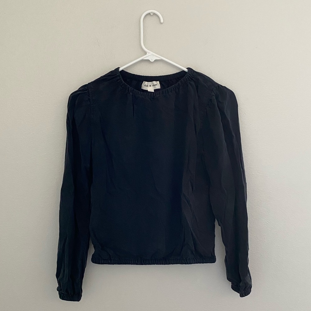 Cloth & Stone Black Cap Long Sleeve Blouse
